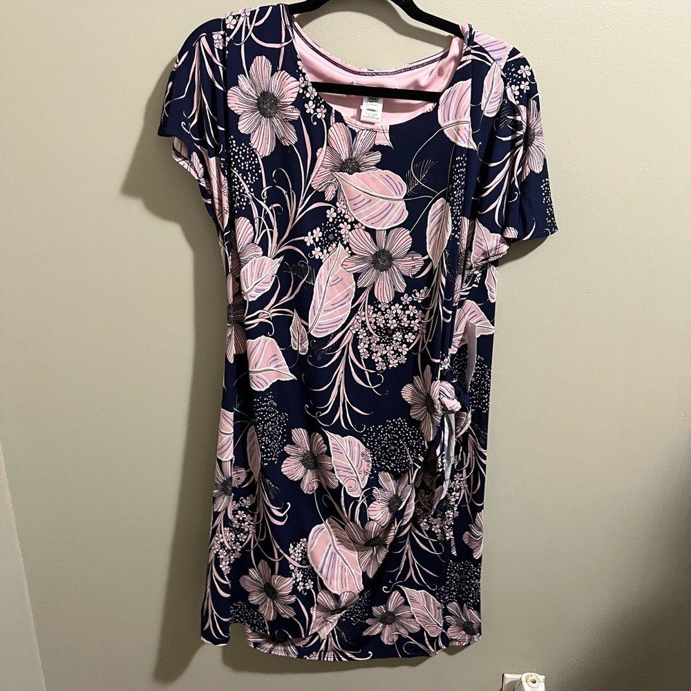 Petite Navy and Pink Floral Dress